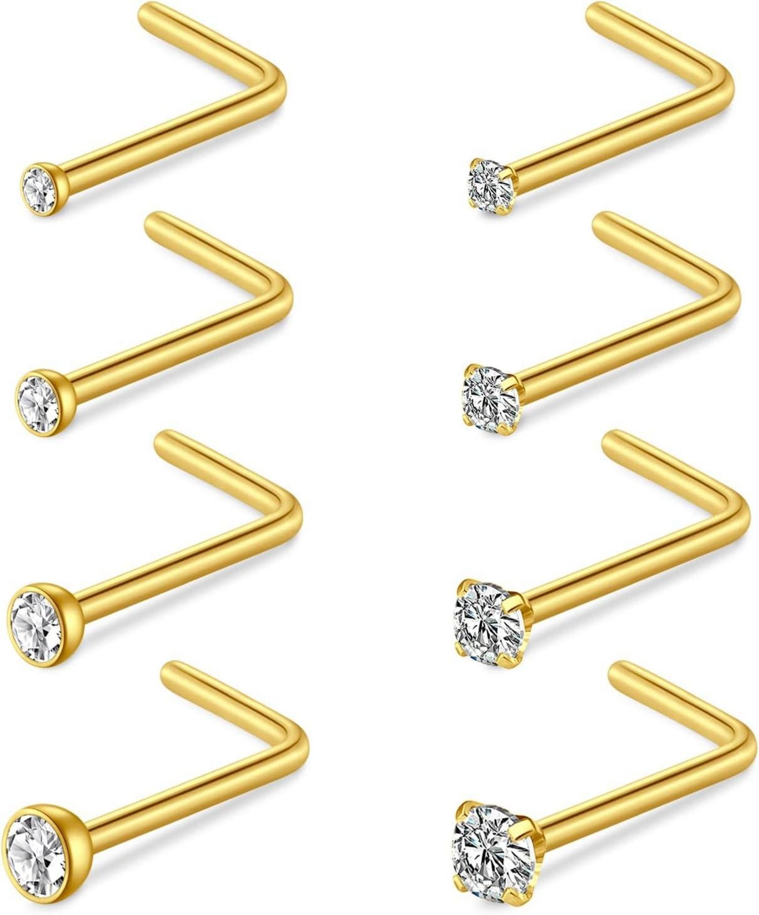 Nasenpiercing Set Chirurgenstahl Kristall Gold Silber