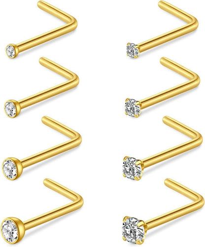 Nasenpiercing Set Chirurgenstahl Kristall Gold Silber