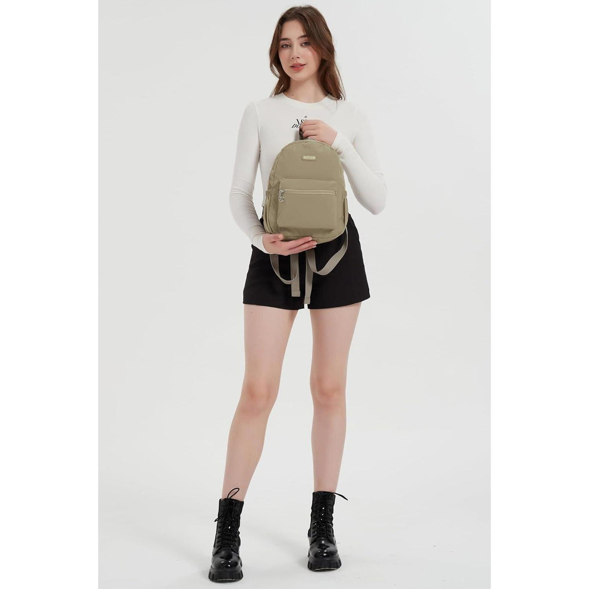 Damen Mini Rucksack Khaki Leicht & Geräumig für Alltag & Camping