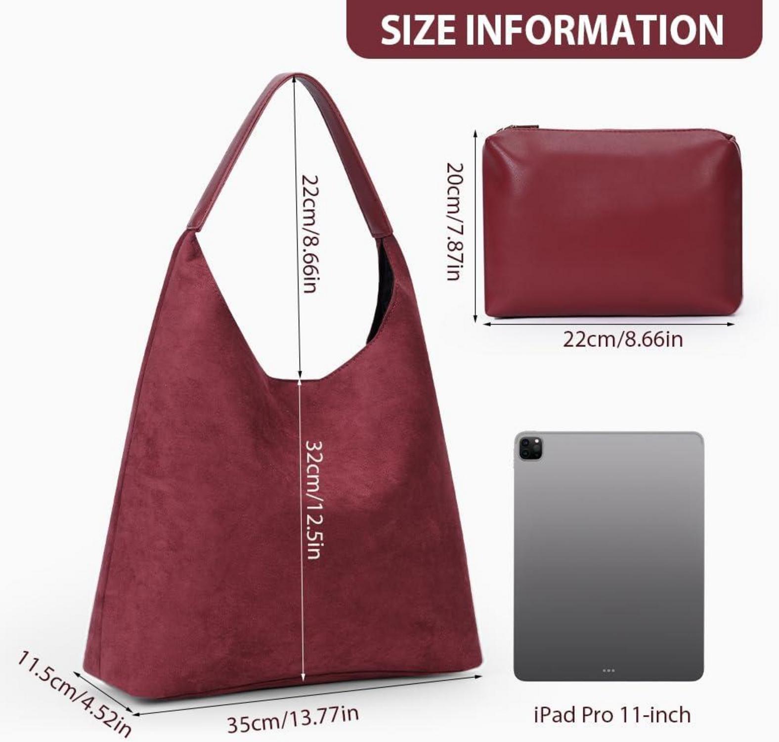 Wildleder Tote Bag Groß Shopper Damen Handtasche Hobo Uni Slouchy