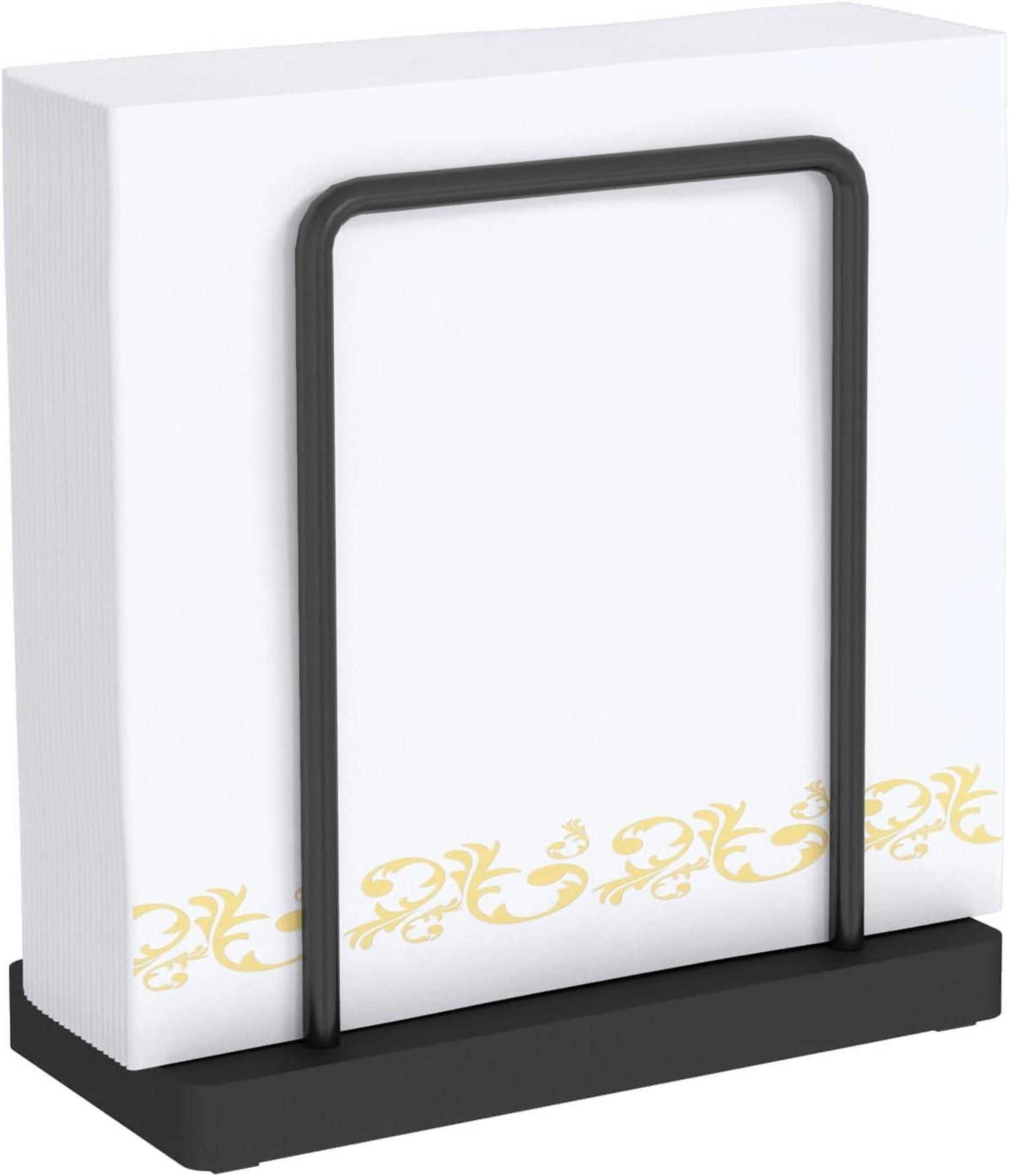 Serviettenhalter Metall Schwarz Holzsockel Upgrade 14cm