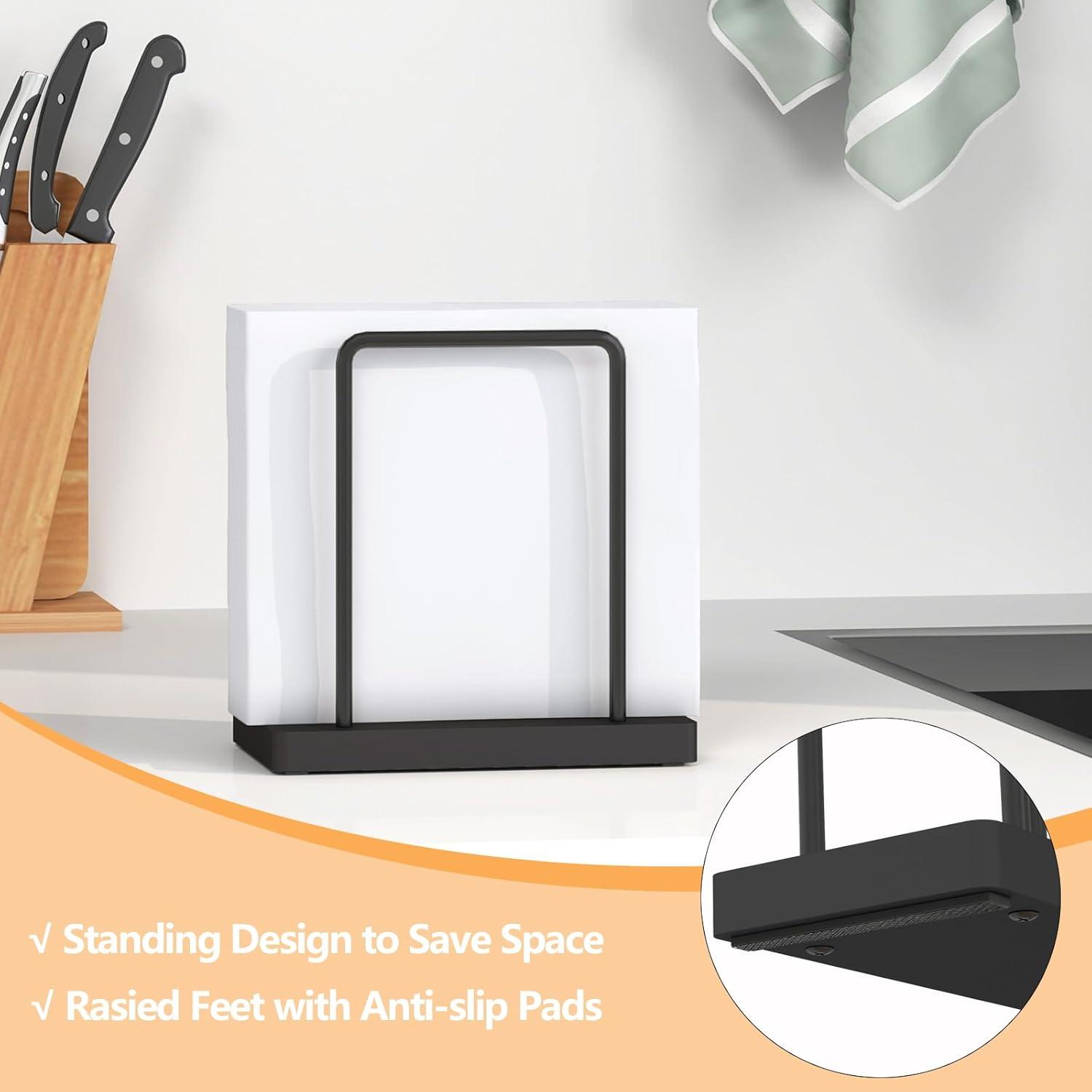 Serviettenhalter Metall Schwarz Holzsockel Upgrade 14cm