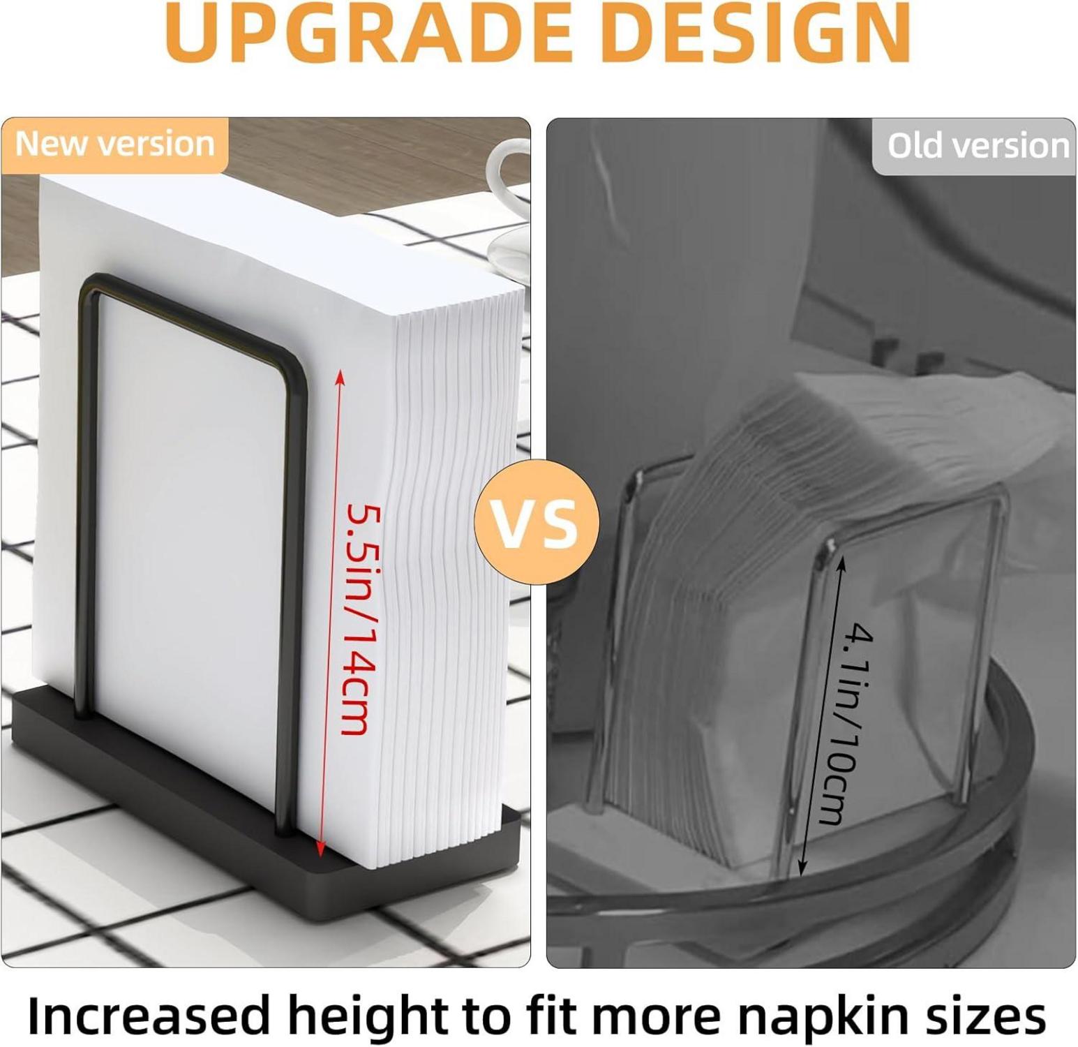 Serviettenhalter Schwarz Metall Holzsockel STWWO 14cm