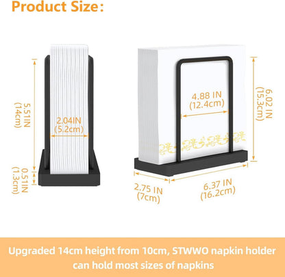 Serviettenhalter Schwarz Metall Holzsockel Tischständer Upgrade 14cm