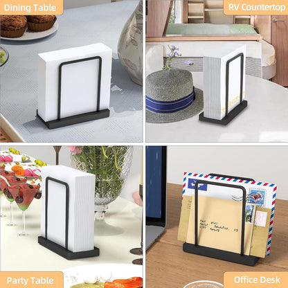 Serviettenhalter Schwarz Metall Holzsockel 14cm Upgrade