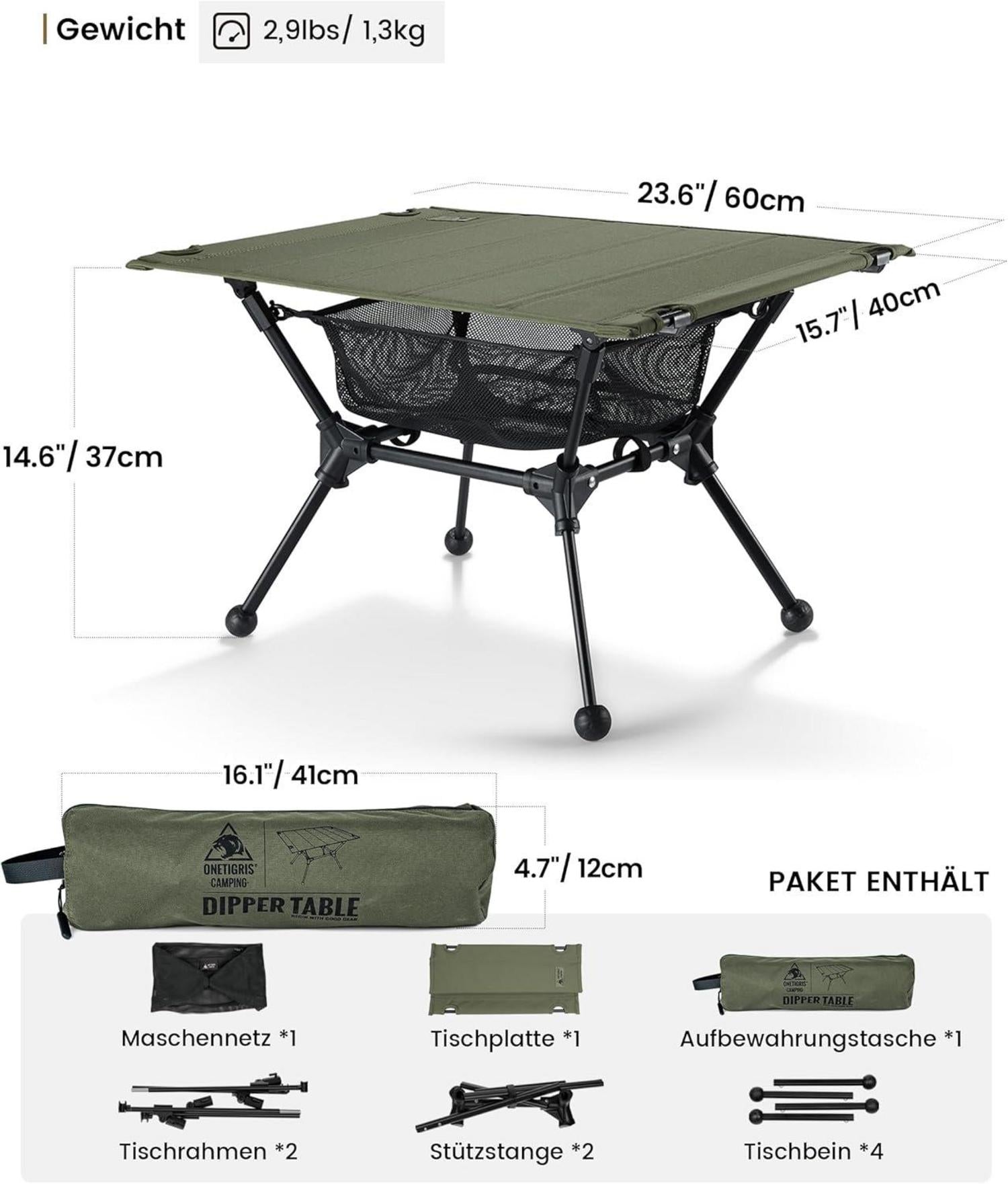 Faltbarer Campingtisch mit Tragetasche, Outdoor Ultraleicht