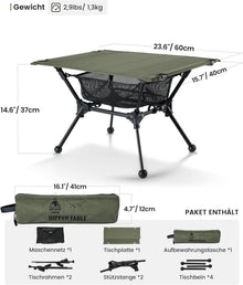 Faltbarer Campingtisch mit Tragetasche, Outdoor Ultraleicht