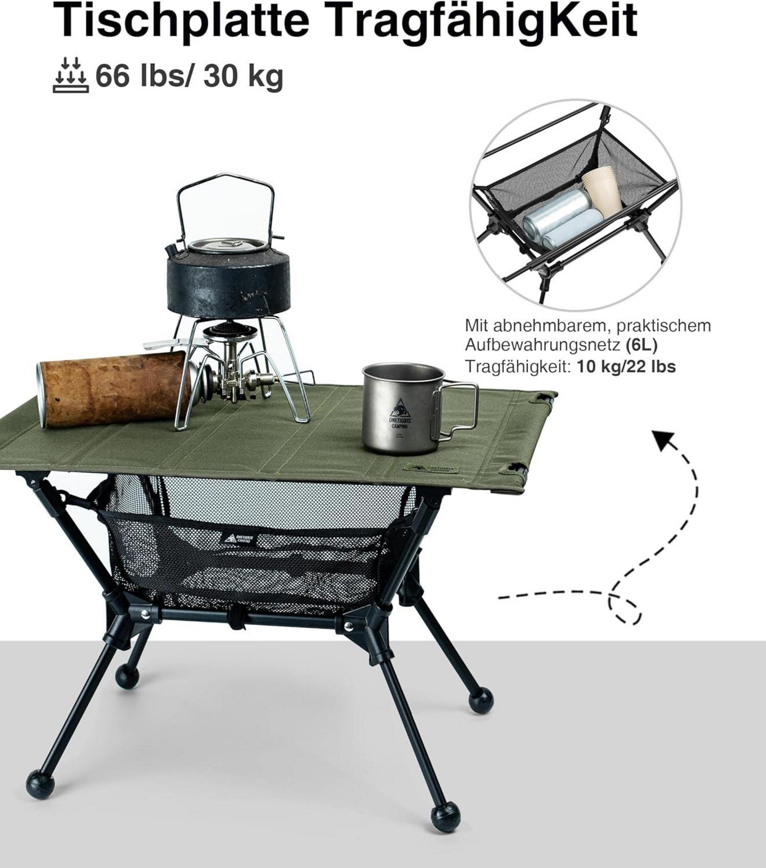 Campingtisch faltbar mit Tragetasche, Outdoor Klapptisch 60 x 40 x 37 cm