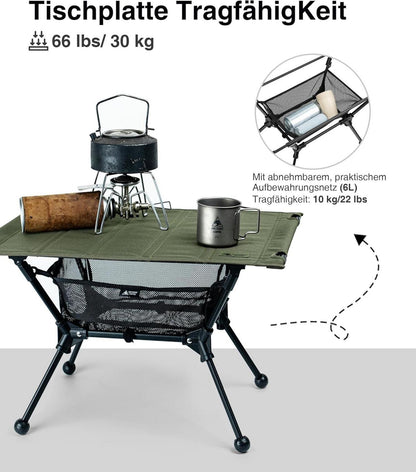 Campingtisch faltbar mit Tragetasche, Outdoor Klapptisch 60 x 40 x 37 cm
