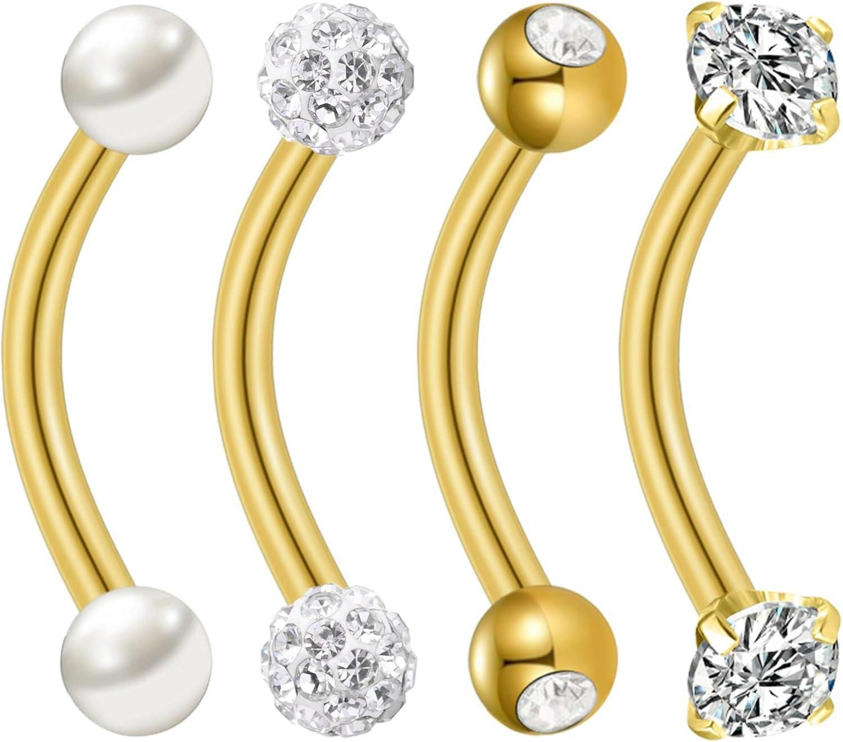 Bauchnabelpiercing Gold Silver Chirurgenstahl Edelstahl Perle CZ
