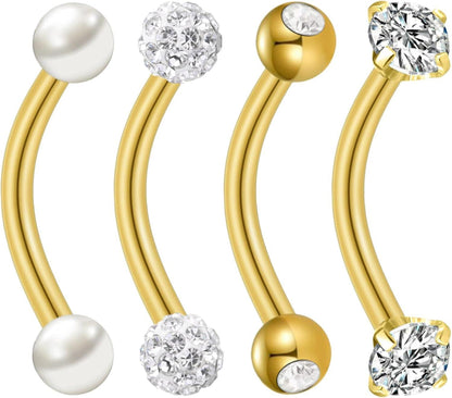Bauchnabelpiercing Gold Silver Chirurgenstahl Edelstahl Perle CZ