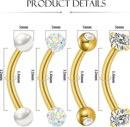 Bauchnabelpiercing Gold Silver Chirurgenstahl Edelstahl Perle CZ