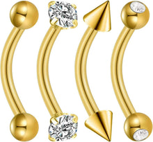 Bauchnabelpiercing Gold Silber Edelstahl 4 Stück Perle CZ 14G 12mm