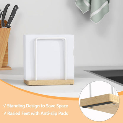 Serviettenhalter Metall weiß Holzsockel 14cm Upgrade