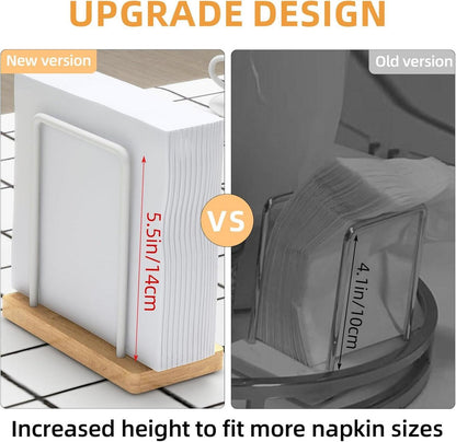 Serviettenhalter Weiß Metall Wood Base Upgrade 14cm