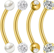 Bauchnabelpiercing Chirurgenstahl Gold Silver 4 Stück Perle CZ 14G
