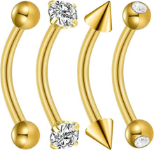 Bauchnabelpiercing Gold Silber Chirurgenstahl Perle CZ 4 Stück 14G