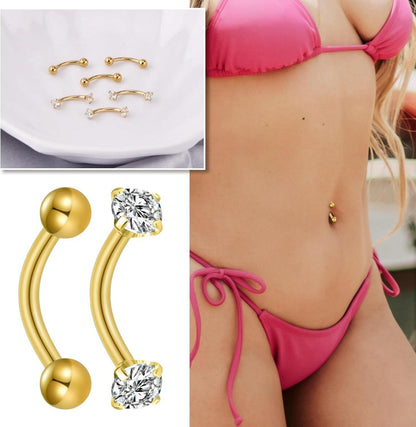 Bauchnabelpiercing Gold Chirurgenstahl Edelstahl 4 Stück 14G 6mm 8mm 10mm