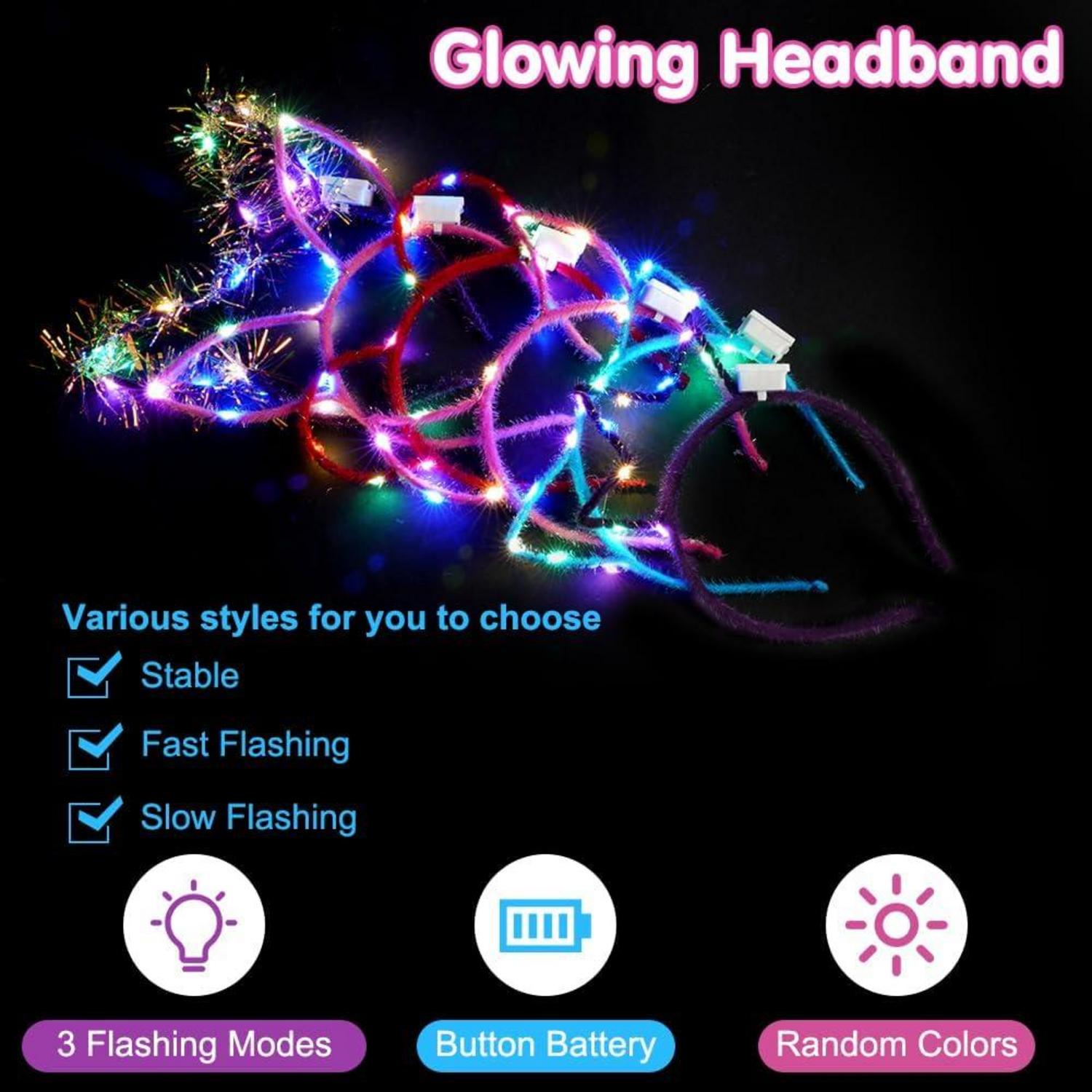 LED Stirnband 6er Set Katze Haarreif Kinder Blinkend Party Accessoires
