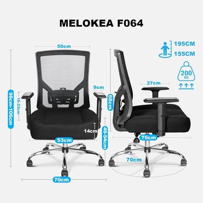 XXL Bürostuhl 200KG Ergonomisch mit Federsitzkissen und