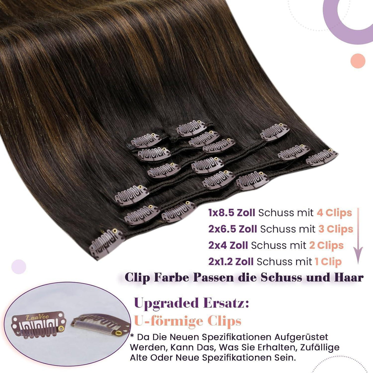 Clip-in Echthaar Extensions Braun 55cm – 7 Stück