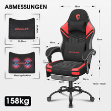Gaming Stuhl mit Massage und Fußstütze, ergonomisch, 158 kg
