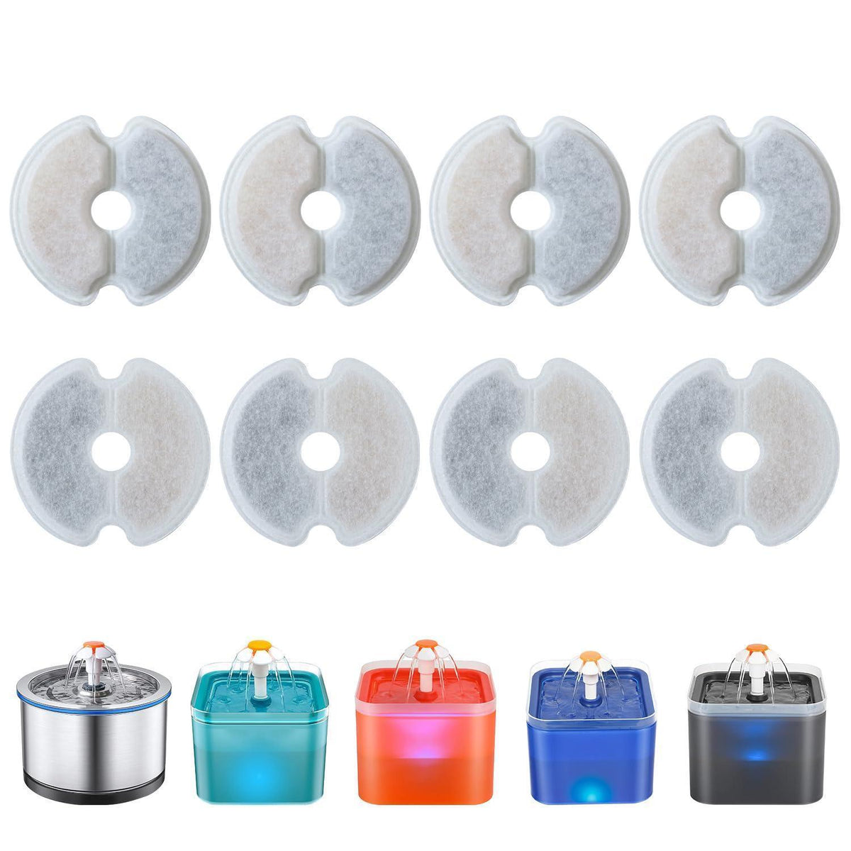 Katzenwasserbrunnen Filter Ersatz 8er-Pack – 2L/2.5L Trinkbrunnen