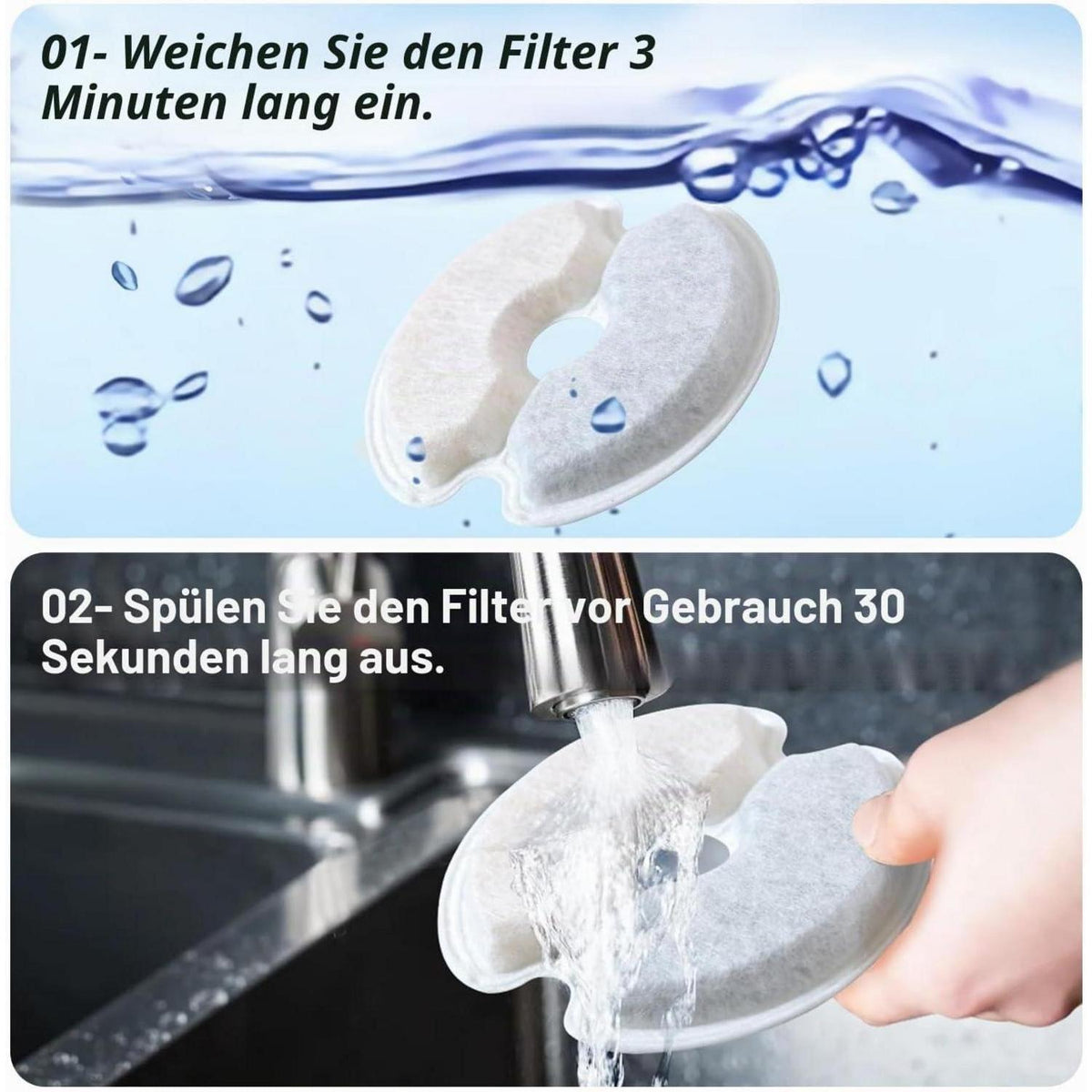 Katzenwasserbrunnen Filter Ersatz 8er-Pack – 2L/2.5L Trinkbrunnen
