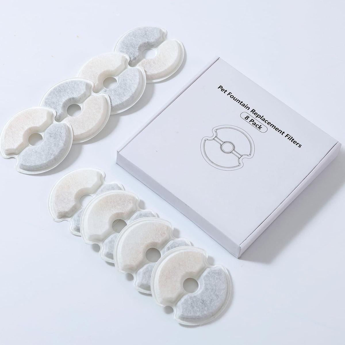 Katzenwasserbrunnen Filter Ersatz 8er-Pack – 2L/2.5L Trinkbrunnen