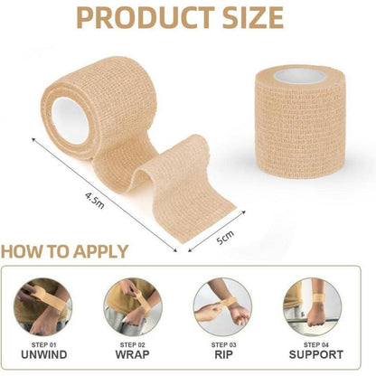 Selbstklebender Verband 8er-Set, 5cm x 4.5m, atmungsaktiv, beige