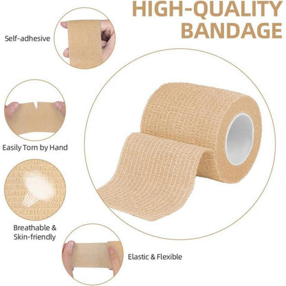 Selbstklebender Verband 8er-Set, 5cm x 4.5m, atmungsaktiv, beige