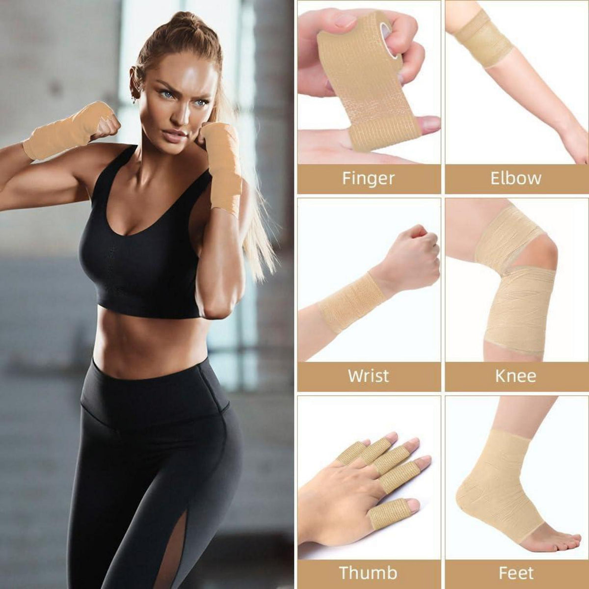Selbstklebender Verband 8er-Set, 5cm x 4.5m, atmungsaktiv, beige