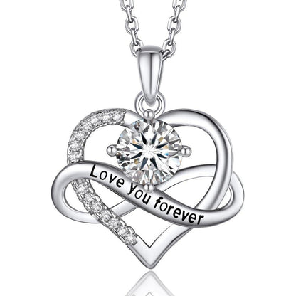 Unendlichkeitszeichen Kette mit Moissanite 1 Karat, Silber 925, Herz Anhänger