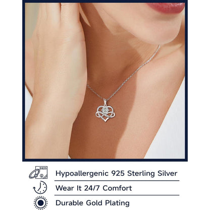 Unendlichkeitszeichen Kette mit Moissanite 1 Karat, Silber 925, Herz Anhänger