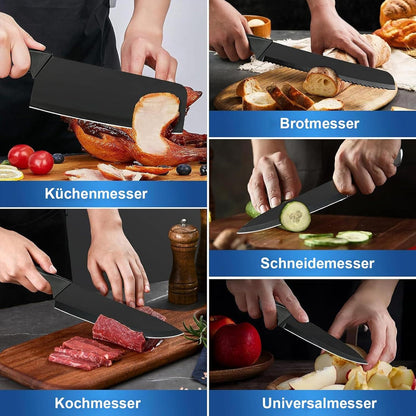Messerblock 18-teiliges Set mit Messer und Silikon Küchenhelfer