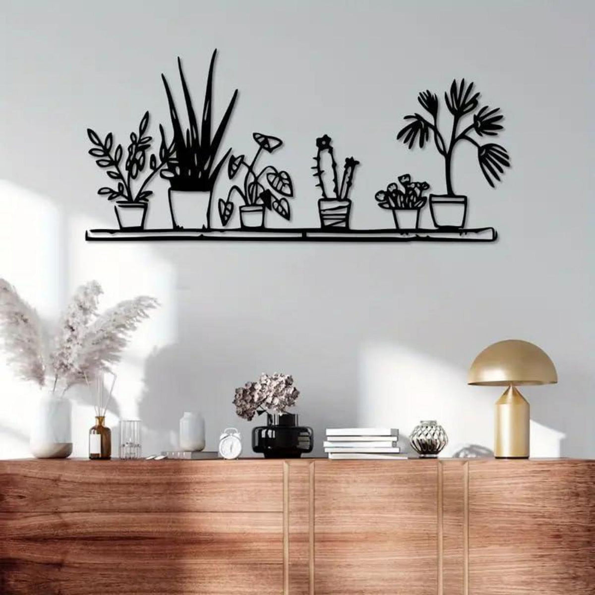 Metall Blumen Wandkunst – Moderne Wanddekoration Schwarz
