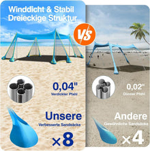 Rhino Valley Strandmuschel UPF50+ mit Sandschaufeln Stangen