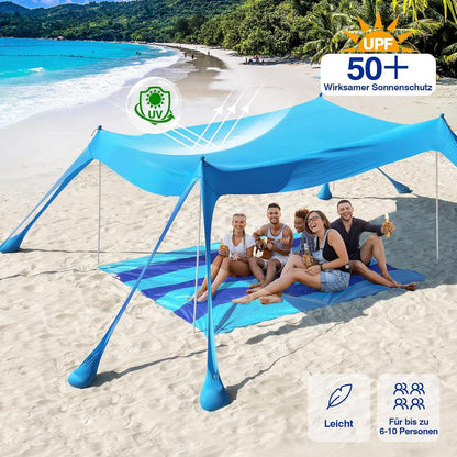 Strandmuschel UPF50+ Sonnenschutz Strandzelt mit Sandschaufeln und