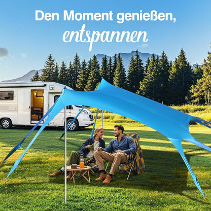 Rhino Valley Strandmuschel UPF50+ mit Sandschaufeln und Stangen