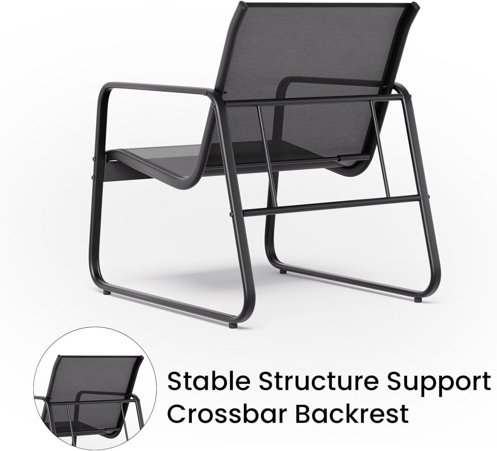 3-teiliges Balkon-Set, Bistro-Set mit Textilene-Gewebe, Glas-Tisch & 2