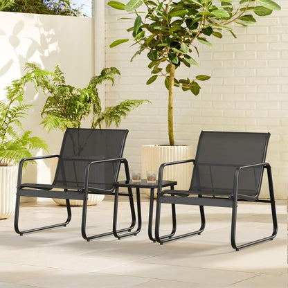 3-teiliges Balkon-Set Textilene Glas 2 Sessel Garten Terrasse