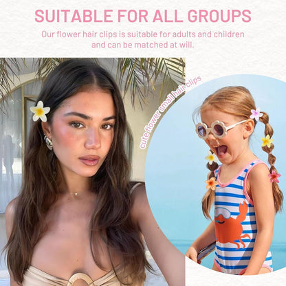 Haarklammer Blumen 8 Stück Hawaii Hair Clip 4cm Matt