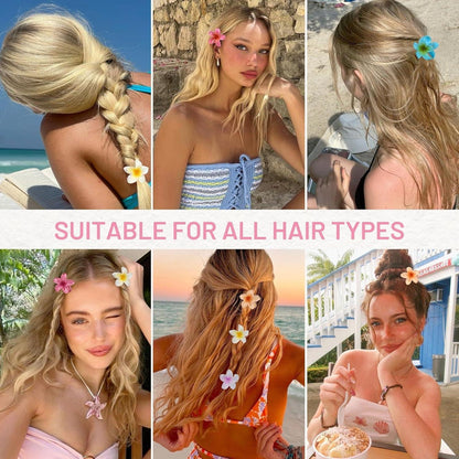 8er Set Kunststoff Blumen Haarklammer 4cm Hawaii Haarspangen