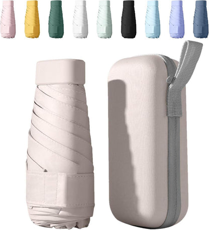 Sykerout Mini Taschenschirm UV-Regenschirm mit Etui