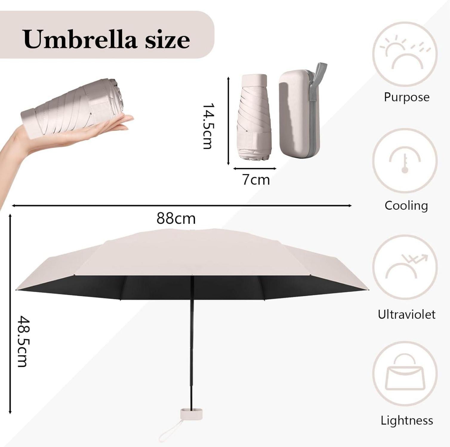 Sykerout Regenschirm Mini Taschenschirm faltbarer UV Schutz