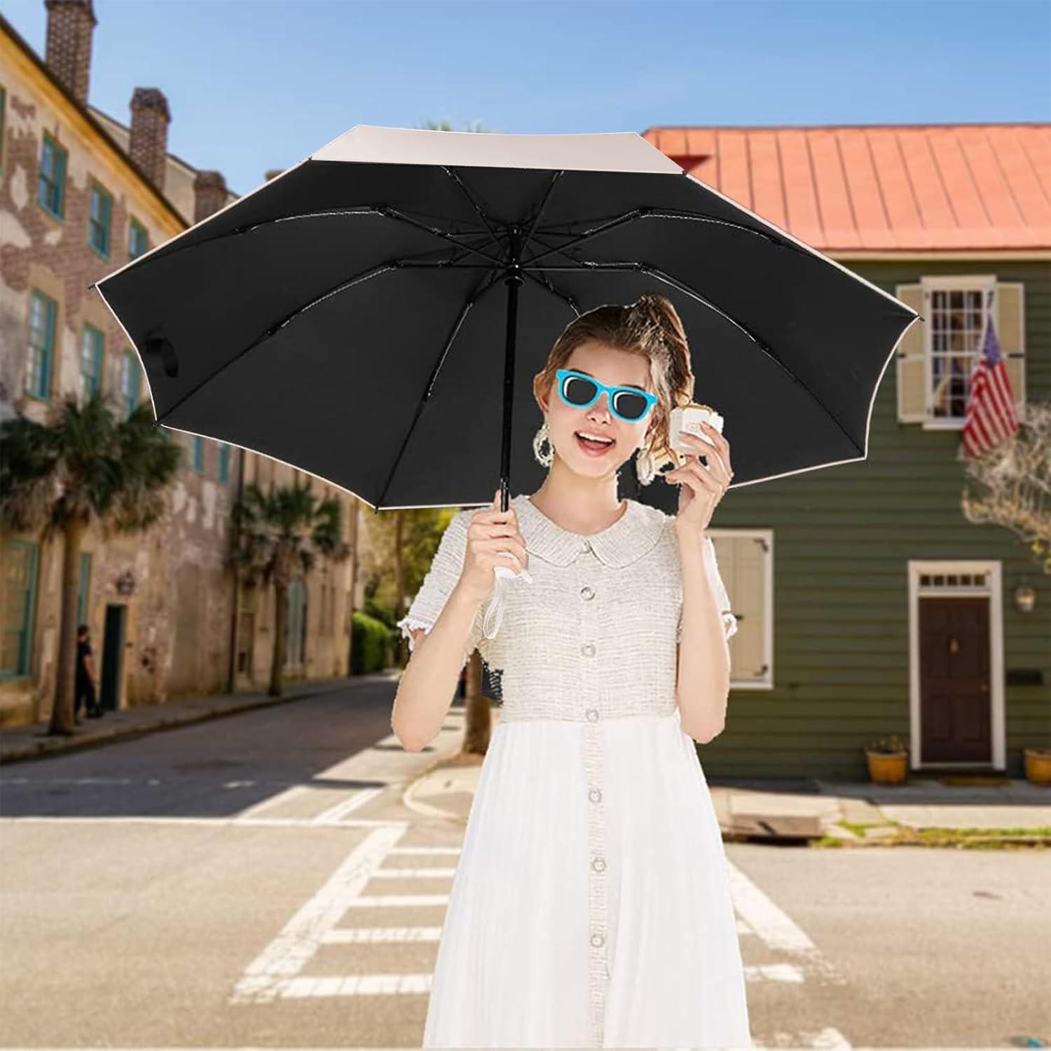 Mini Regenschirm Sykerout Taschenschirme Reise UV-Schutz wetterfest