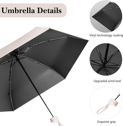 Sykerout Mini Regenschirm Taschenschirm UV-Schutz Etui