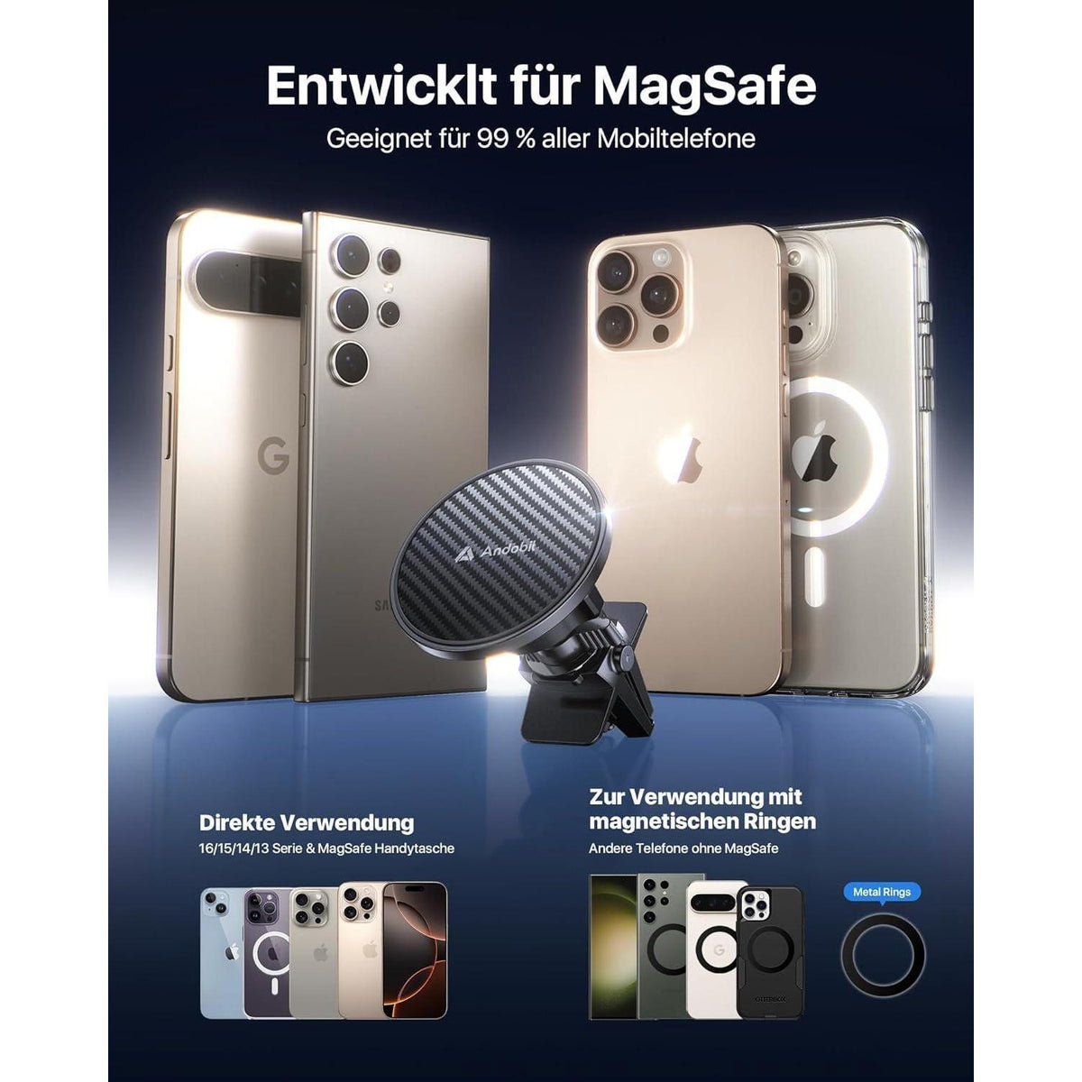 MagSafe Autohalterung Lüftung mit starkem Magnet & 360° Kugelgelenk