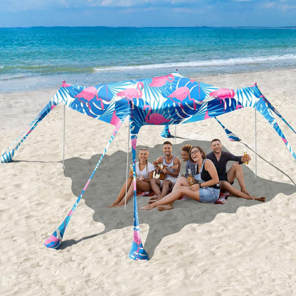 Strandmuschel UPF50+ Sonnenschutz Zelt mit Sandschaufeln und Stangen
