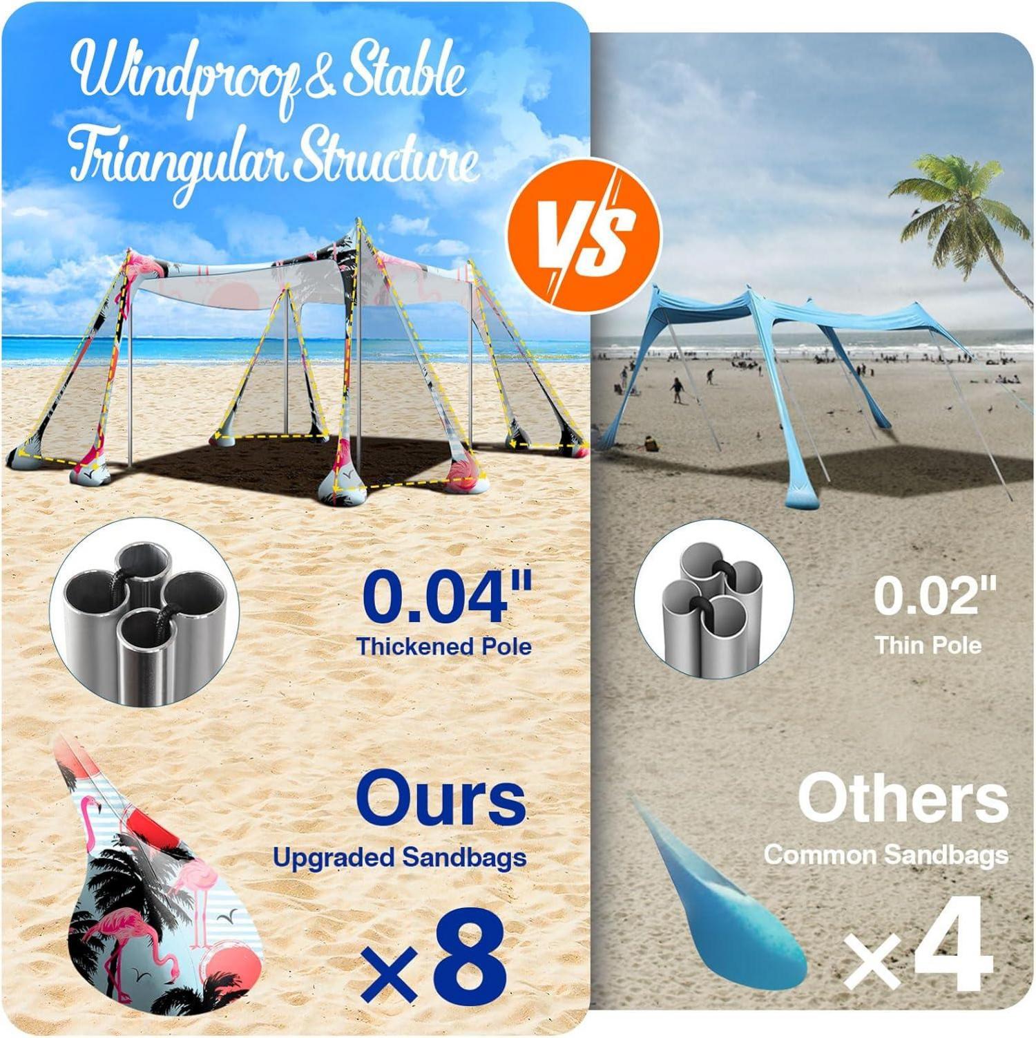 Rhino Valley Strandmuschel mit UPF50+ Sonnenschutz, tragbar